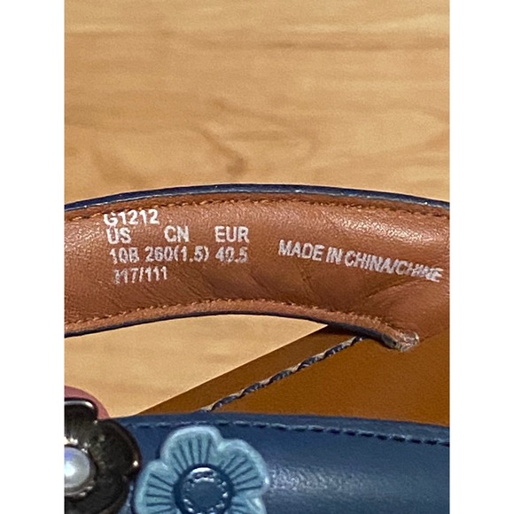 Coach G1212 Navy Blue Floral Applique Leather Flip Flop Sandals Womens 10B - Picture 2 of 7